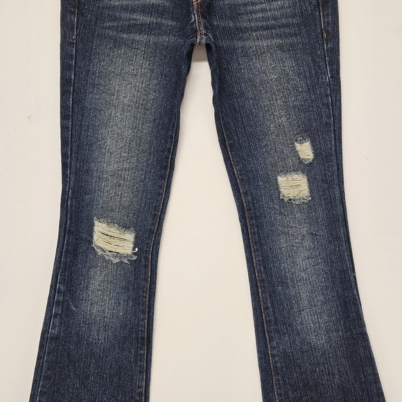 21 LEVI'S 518 DISTRESSED SUPERLOW BOOT CUT JEANS SIZE 1M - Picture 6 of 16